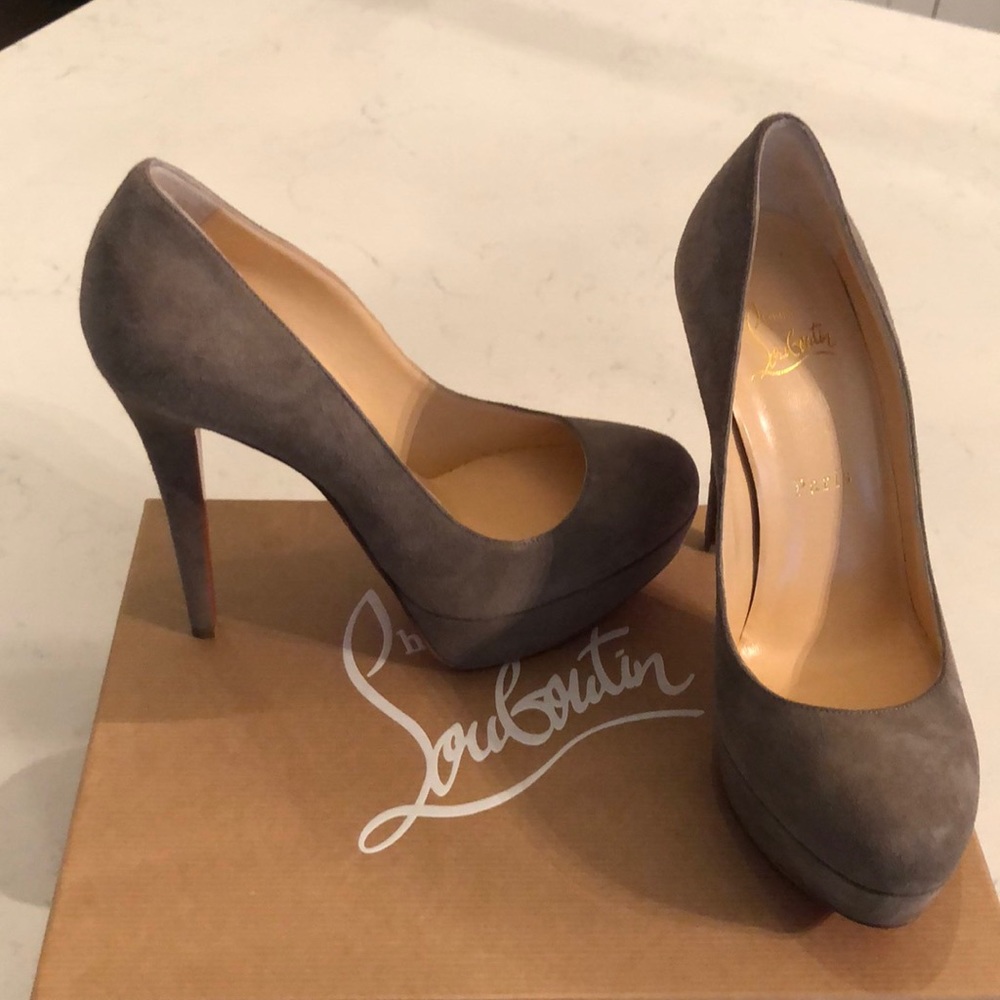 Christian Louboutin Bianca grey suede heels